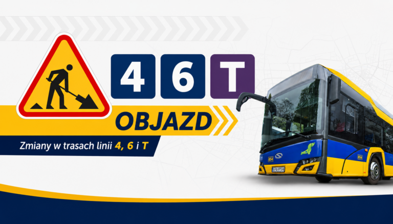 Infografika OBJAZD Zmiany w trasach linii 4, 6, T